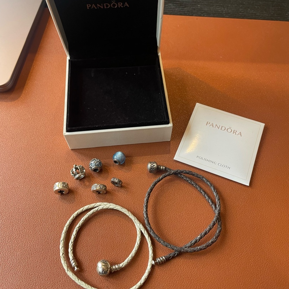 Pandora Silver and Blue Charm Bracelet Set